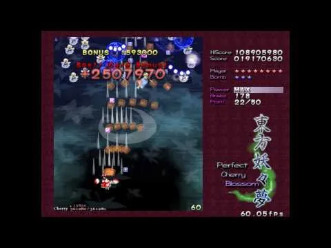 Touhou 7 - Perfect Cherry Blossom - Perfect Stage 3 Lunatic — видео на YouTube